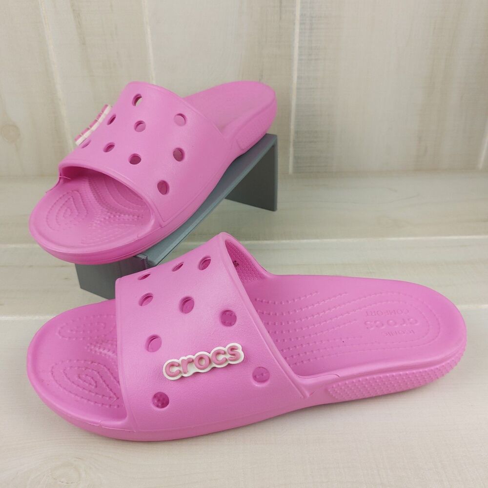Crocs Women 8 Classic Slide Mule Sandal Comfort Support Work Walk Pink Mens 10